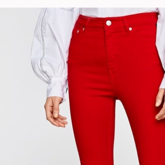 Zara red jeans zipper - Picture 2 of 7